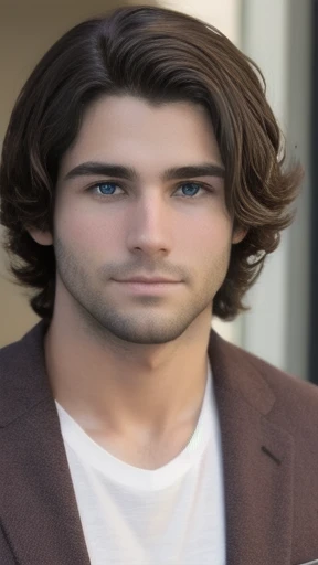 A medium-haired young American man  ,  Focus on the face .