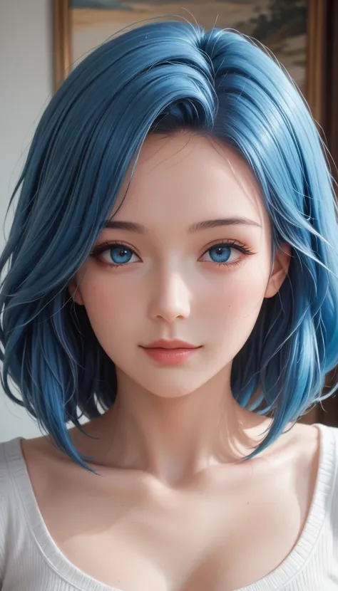  Theres a girl with blue hair , Guwayiz style art, Guwayiz,  beautiful character painting , Guwayiz in ArtStation Pixiv, Guwayiz in Pixiv ArtStation,  cool anime face portrait,  beautiful digital art ,  Ullop Rosedrows , Guwayiz Masterpiece,  detailed digi...