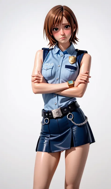  One girl ,  Kairi from Kingdom Hearts,  Watch viewers(Blushed face:1.0),real skin ,small breasts,  shiny hair ,  Super Detailed Black Eyes,( Equipped Police Belt :1.2),( watch ),( shot from the front:1.2),24K,(Standing in a sexy pose:1.2),(Drunk:1.0),(Shy...