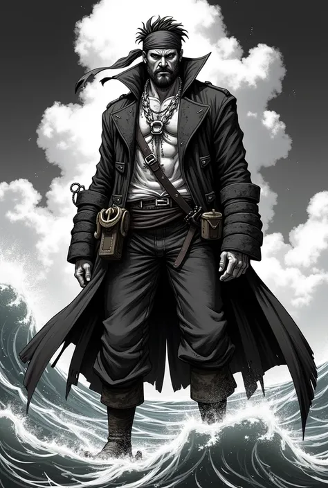 pirate ,  black and white manga features