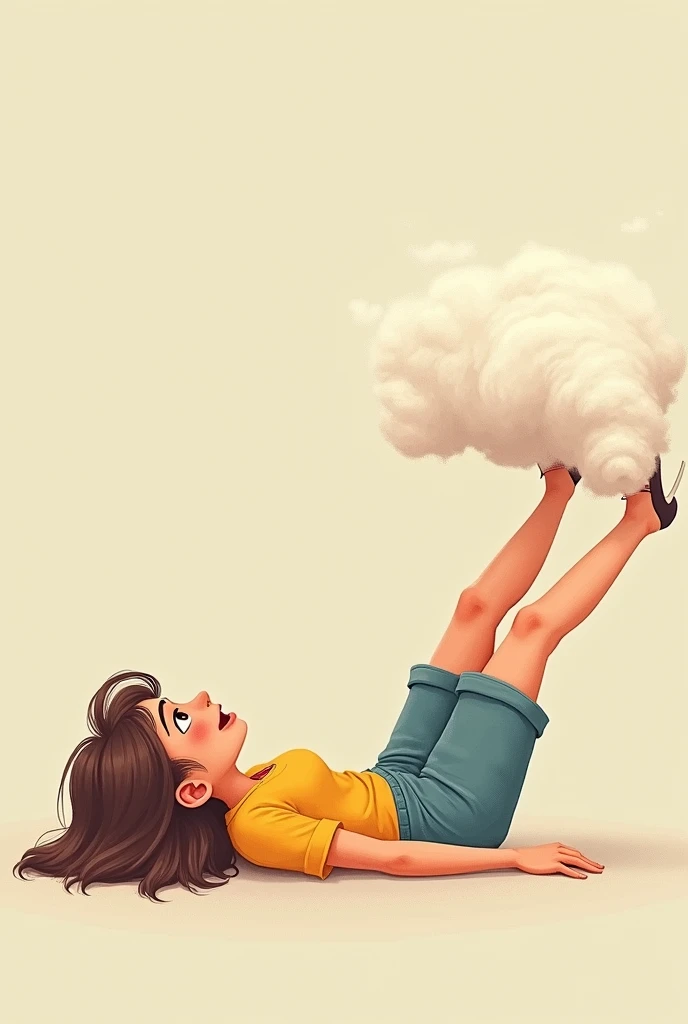 Fart,laying on back, ,girl,fart cloud coming from butt