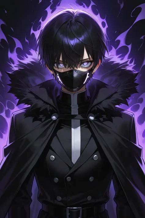  A mysterious man whose face you cant see .  He is wearing a black cape and such a black aura /Smoke/So black cool stuff should be surrounded .  He should look relatively attractive even if Maan doesnt see the face.  The face is covered by a black mask . 