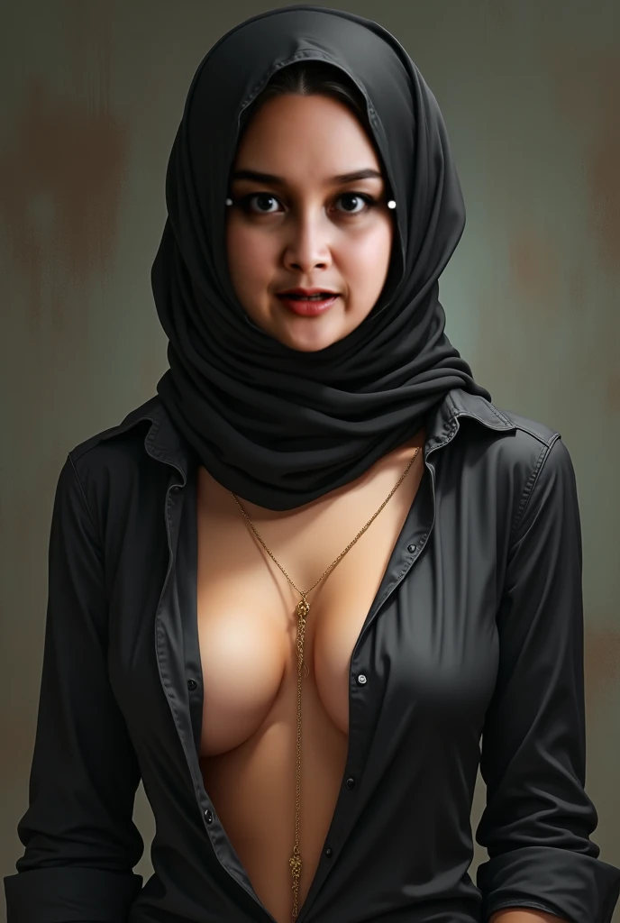  Wearing hijab .  Unbuttoned shirt. without bra. hiss. Breast Raba . 