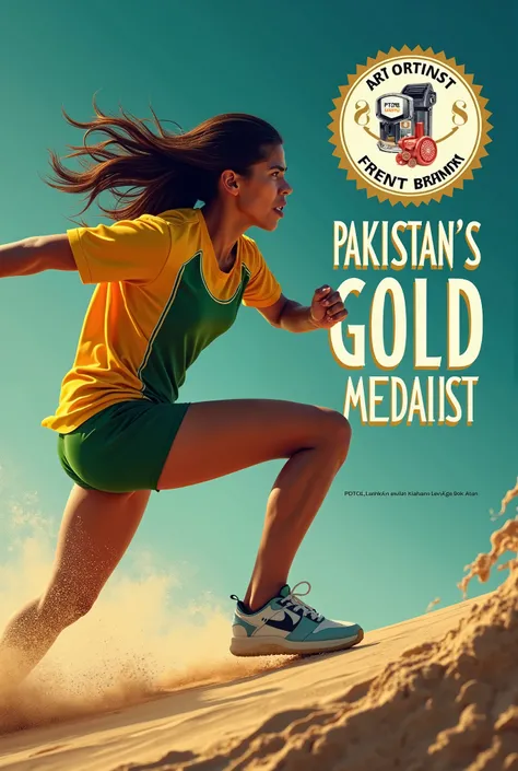 I want a beautiful print ad where I want to announce it to Pakistan that my brand is looking for the next Olympic Gold Medalist for Pakistan. I want the print ad to look stylish, aspirational, and something which people remember seeing. The copy should be,...