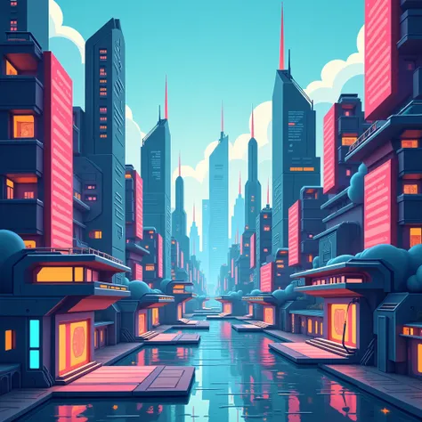 Simple Background cyberpunk buildings 
Cartoon art