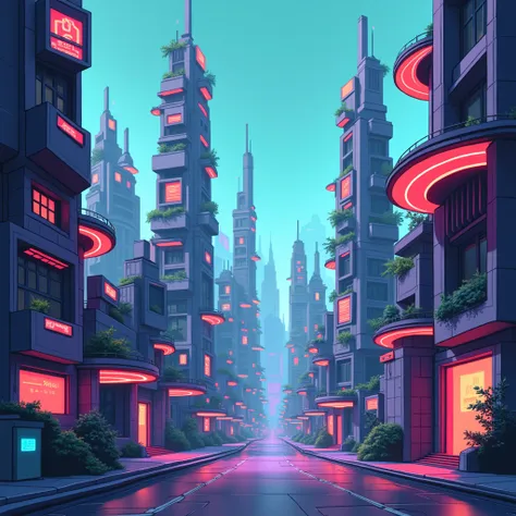 Simple Background cyberpunk buildings 
Cartoon art