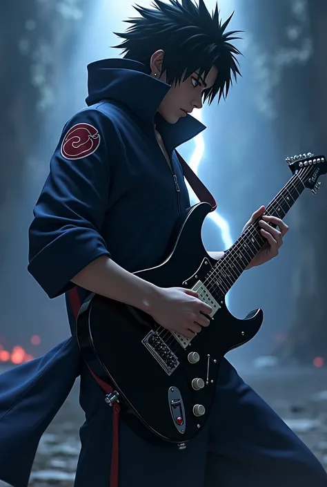 sasuke uciha palying electric guitar