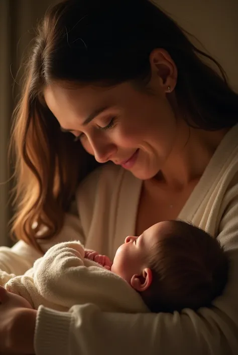 Video of a mother cradling her newborn baby 