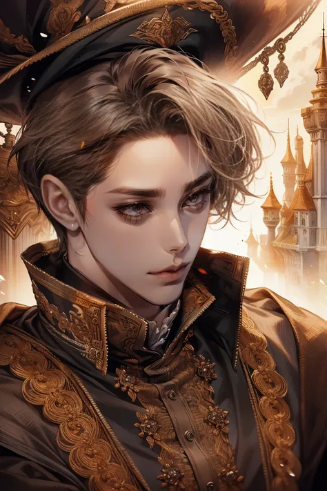 1 male, adult, handsome, tall and lean, prince, royalty, calm face, finely detailed eyes, dark color hair with bangs, dark fantasy, detailed face, close up