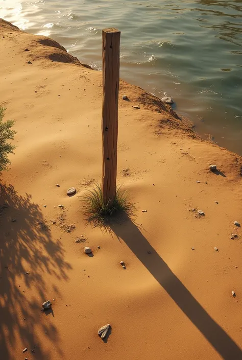  Let a stick be planted in the soil in the village on the edge of the river Nile. Create the long shadow of this bar
