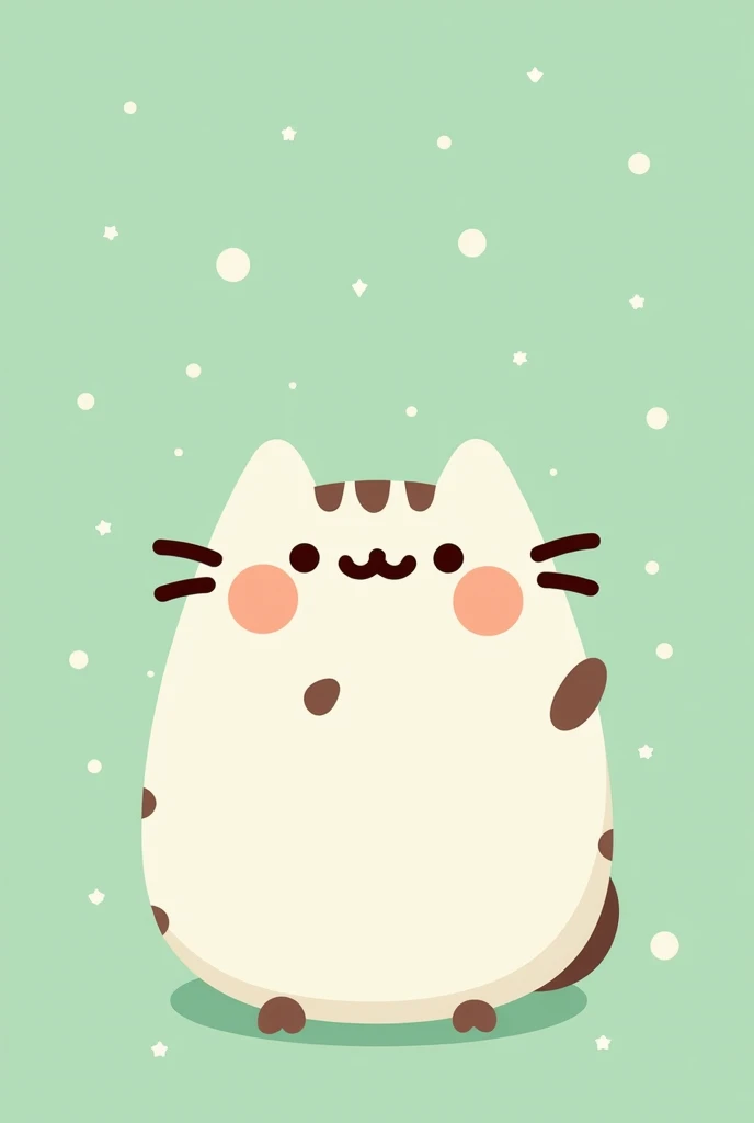  the Pusheen design for birthday card with space to write, Baby green borders with white dots , Without planets and the Moon