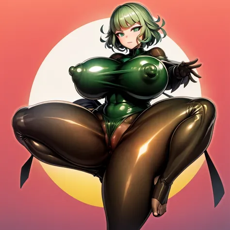 Tatsumaki ,  super busty , super big ass , super peirnas ,  transparent clothing , super short clothes , huge nipples , exposed legs, back and hips, marked ass and huge , super tetas , vagina avierta