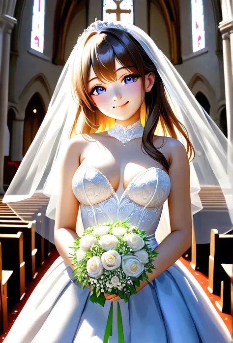 ( top quality, masterpiece:1.2), ( realistic :1.3),, (ultra- detailed background,  detailed background), Bokeh,, ,  gorgeous prom dress , Luxury Prom Dresses,  wedding dress showing pussy,  bridal veil ,  bridal gauntlet ,  bridal cascade bouquet ,,  upper...