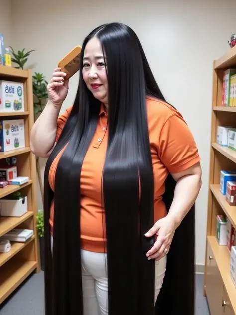 8k, top quality , masterpiece,  super high res,(masterpiece:1.6,  top quality ),  complicated details, Middle-aged woman in her 50s ,  Japanese ,  full body ,  On the head, ((Ridiculously long hair:1.5)),(( Jet Black Hair:1.5)), ((Forehead:1.5)), ((Extreme...