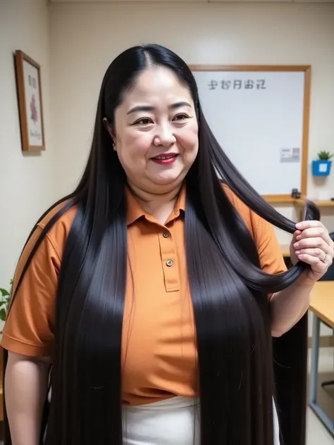 8k, top quality , masterpiece,  super high res,(masterpiece:1.6,  top quality ),  complicated details, Middle-aged woman in her 50s ,  Japanese ,  full body ,  On the head, ((Ridiculously long hair:1.5)),(( Jet Black Hair:1.5)), ((Forehead:1.5)), ((Extreme...