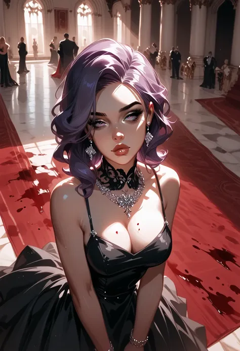  score_9,  score_8_above,  score_7_above,  source  _animated, arrogant,girl, very elegant, expressive eyes, Nostalgic girl,  semi-transparent dress,  black dress , in a palace, dramatic light (dramatic light), silk hair,  purple hair, ,delicate woman, dark...