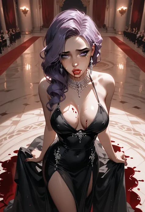  score_9,  score_8_above,  score_7_above,  source  _animated, arrogant,girl, very elegant, expressive eyes, Nostalgic girl,  semi-transparent dress,  black dress , in a palace, dramatic light (dramatic light), silk hair,  purple hair, ,delicate woman, dark...