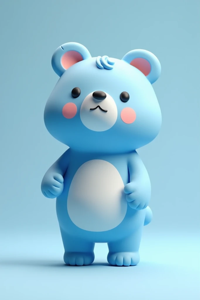 Create a small standing cartoon 3d blue bear 