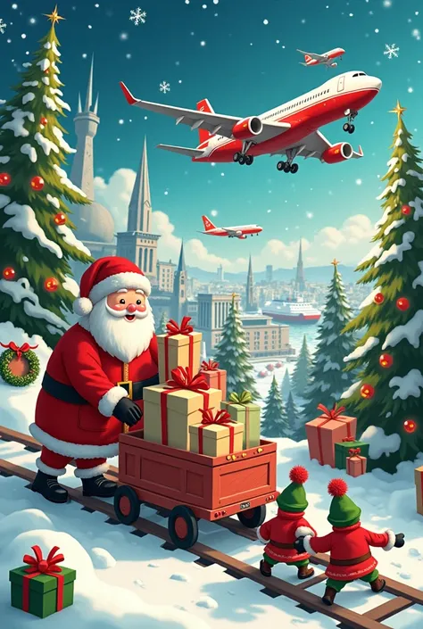 Christmas postcard international transport 