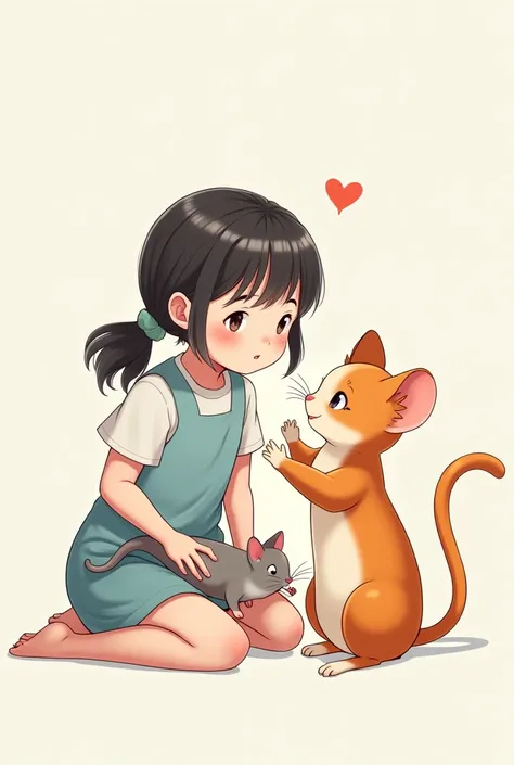 (masterpiece:1.5),  illustrations, 4K, 8k, ( High Quality :1.1),  very detailed,  High Definition ,  bright colors , Cat Mouse, ;3,   closed mouse,  cute face, ,  pose,  1 girl, The background is a simple line、