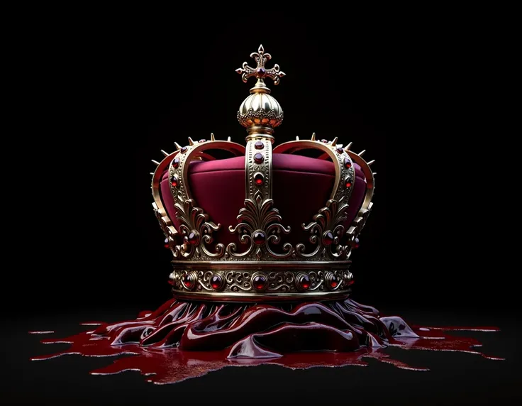  create English royal style crown with blood, super bright with a black background  