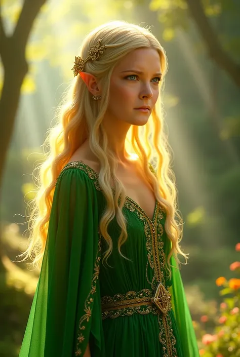 Galadriel Young dress Green brillant golden