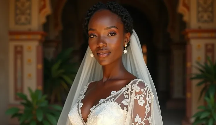 habesha beautful brown skin colore bride with white dress