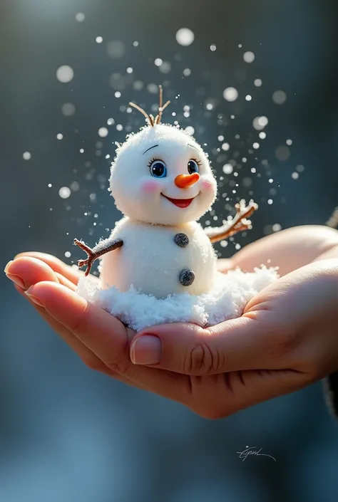 small snowman⛄moving in the palm of the hand