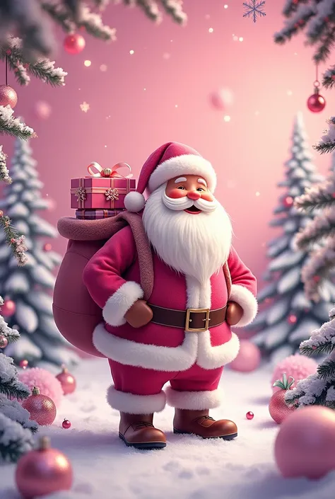 Pink color theme Christmas poster"square size"