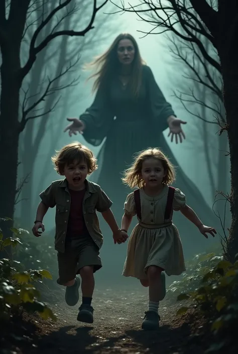 Hansel and gretel scared of their evil step mother 