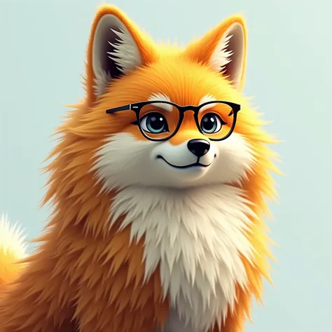 Put the big word “nottjoy 861” in the picture, make a picture of a merenian pompom wolf, golden fur, cool, handsome, put on glasses, graphic lines. The picture is light but cool.