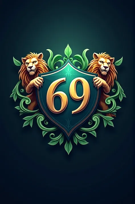 Coat of arms for Square from Mobil Legends ,  must have the name SixNine with a 69 included,  the colors to use are green and dark blue 