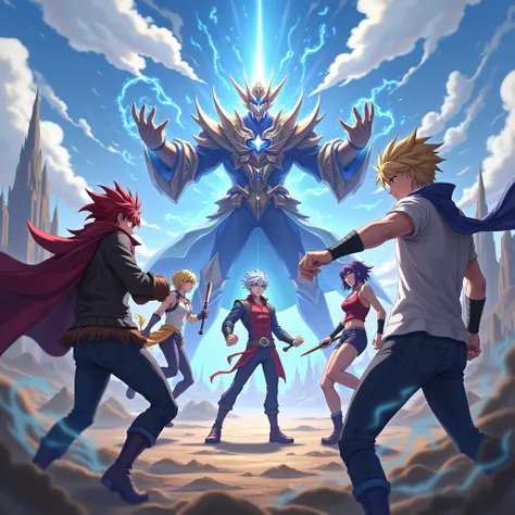 five beautiful anime boys fight with the lord from the game “mobile legends”