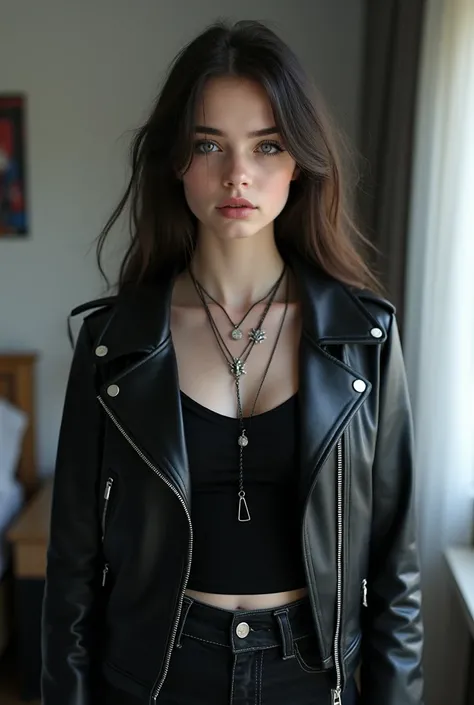  A slim ,  little teenage girl ,  ,  with very pale skin and a slight hourglass body shape . Die Schultern sind durch leichte Muskeln etwas breiter als das becken. She has long, schwarWith getönte, Dense ,  but thin hair ,  who fall in a smooth style . Ihr...