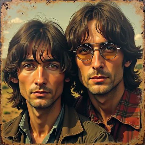 A Weathered vintage Record album cover from a Beatles Band as a Duo from 1968 called John and Ringo with their Album "Ol Dirt Road"