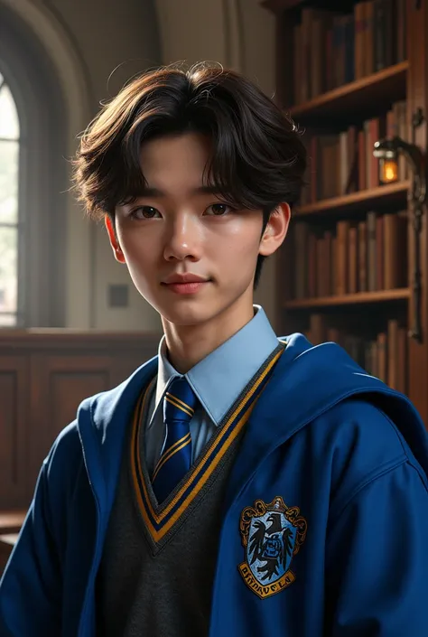 Please make a realistic image of Seungmin from stray s as Ravenclaw house in Harry potter 