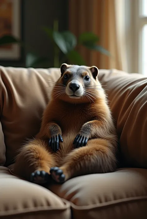  sexy beauty３Marmot sitting in the middle of a person　Sofa