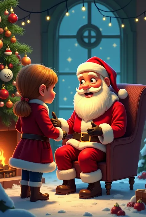 I want you to illustrate an image where Santa Claus gives me an armchair