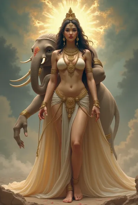 I want to create a beautiful goddess naked Parvati nude big ass big Deep navel curvy totally naked and her son lord Ganesh  holding her behind her sexy fit l and both are  goddess Parvati sexy slim fit navel big ass lord Ganesha behind giving straight pose...