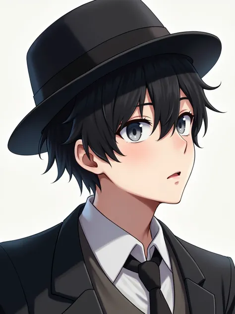  1 boy , Black hair, short hair,  gray eyes , detailed eyes,Alone focus,  simple background , Focus Male, Alone, Familiar, Song Jin-woo, image,, (Art board:1.0), (Best quality:1.0), ( background 8K :1.0), ( beautiful detailed face:1.0), (detailed   deep fe...