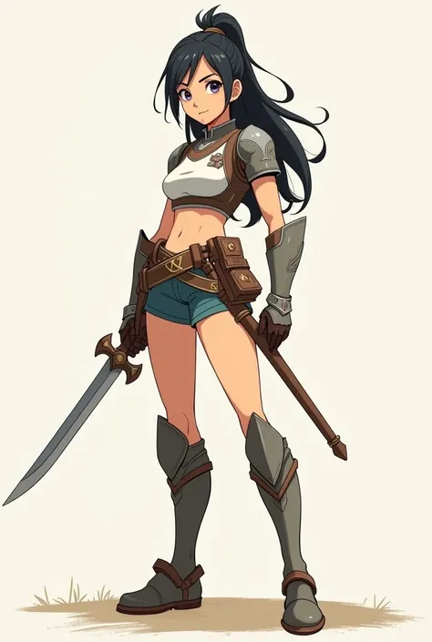 create an animation of warrior girl and do not make it too much complex make it simple as much as possible