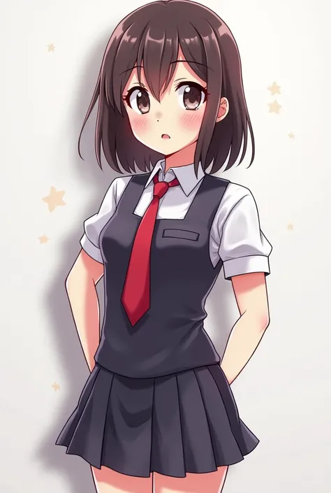 a cartoon girl in a school uniform with a red tie, an anime drawing inspired by Unichi Hiratsuka, tumblr, shin hanga, magical school student uniform, jk uniform, akane owari danganronpa, yandere. tall, tsubasa nakais style, chiaki mi from danganronpa, magi...