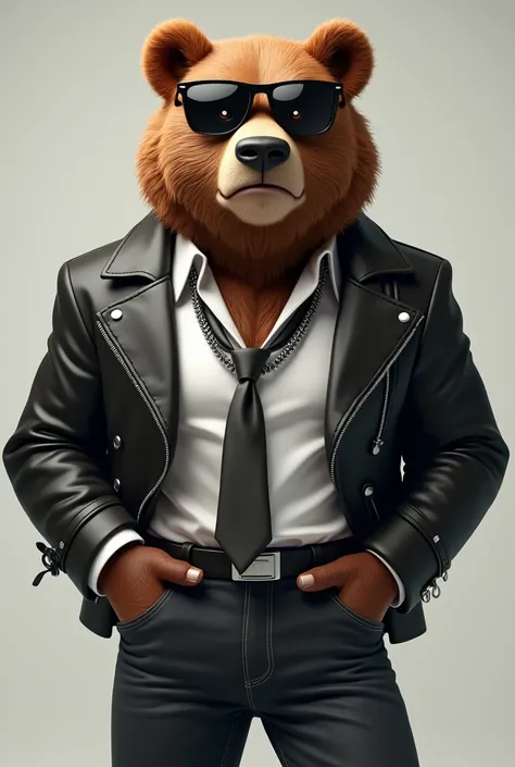 an image for profile picture of a humanoid bear looking rude and wearing fashionable clothes
