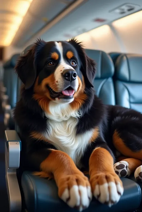 Bernese dog on the plane 