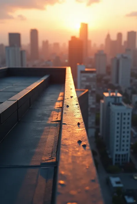 Just one edge of a rooftop of a building at noon in Tokyo