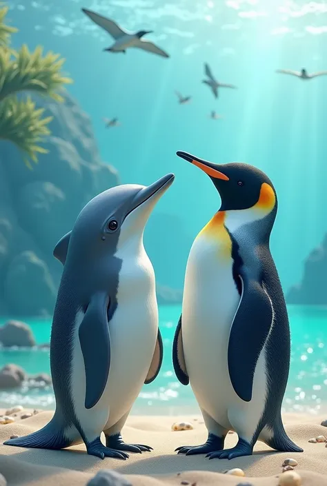 make a dolphin and a penguin next to each other