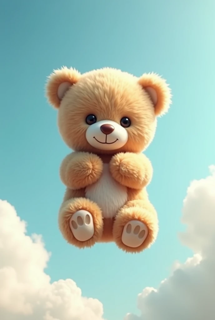 5-second video of cuddly teddy bear paraciding through the sky