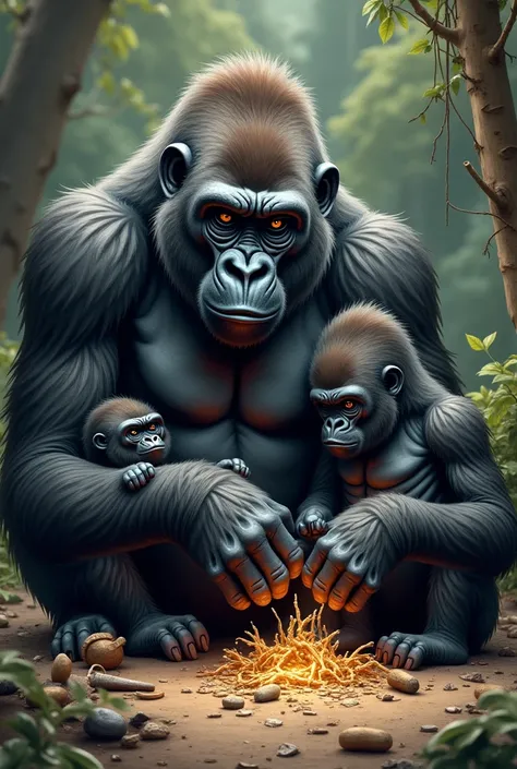 Create art and craft  gorilla family together  using  Electron Beam Machining 