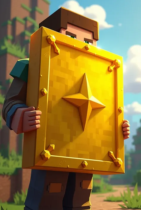 Minecraft style yellow square shield