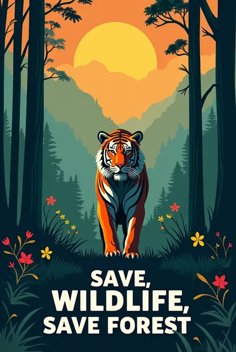 Make creative composition on save wildlife save forest. Make it simple and eye-catching design.
